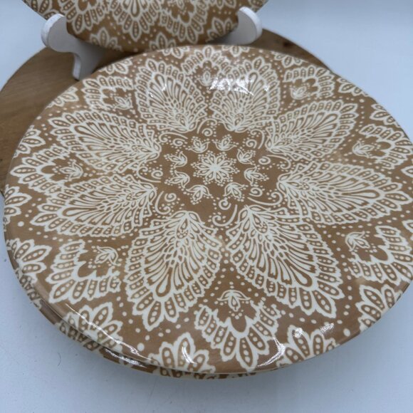 Target Home Melamine Plate Plates Dish tan and white large dinner size set of 5 - Picture 2 of 5